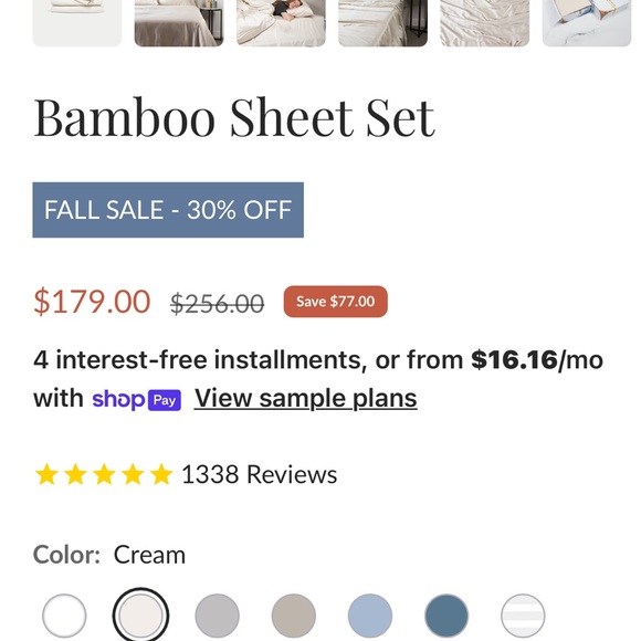 BAMBOO Cream Sheet Set - Picture 3 of 3